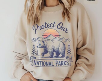 Sudadera unisex "Protege los Parques Nacionales", regalo para aventuras al aire libre, jersey para la conservación del medio ambiente, ropa para amantes de la naturaleza, senderismo