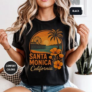 Santa Monica California Comfort Colors Unisex Garment-Dyed T-shirt, Beach Vibes Tee, Coastal Summer Shirt, Vacation Apparel, Ocean Lover