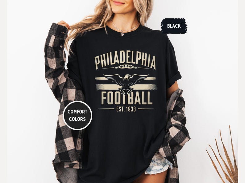 Vintage Philadelphia Football Comfort Colors T-shirt, Retro Philly tee, Birds Vintage Football Fan Shirt, Distressed Football Tee, Football image 10