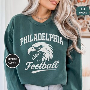 Felpa Philadelphia Football Comfort Colors 1566 - Maglione girocollo unisex vintage, abbigliamento della squadra, regalo per i tifosi sportivi, outfit per il giorno della partita.