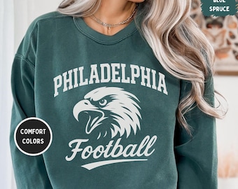 Philadelphia Football Comfort Colors 1566 Sweatshirt - Vintage Unisex Crewneck Jumper, Team Apparel, Sports Fan Gift, Game Day Outfit,