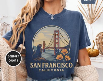 Vintage San Francisco Comfort Colors T-shirt, Unisex Tee, Retro Bay Area Shirt, Garment-Dyed Top, Gift for Traveler