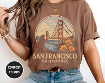 Vintage San Francisco Comfort Colors T-shirt, Unisex Tee, Retro Bay Area Shirt, Garment-Dyed Top, Gift for Traveler