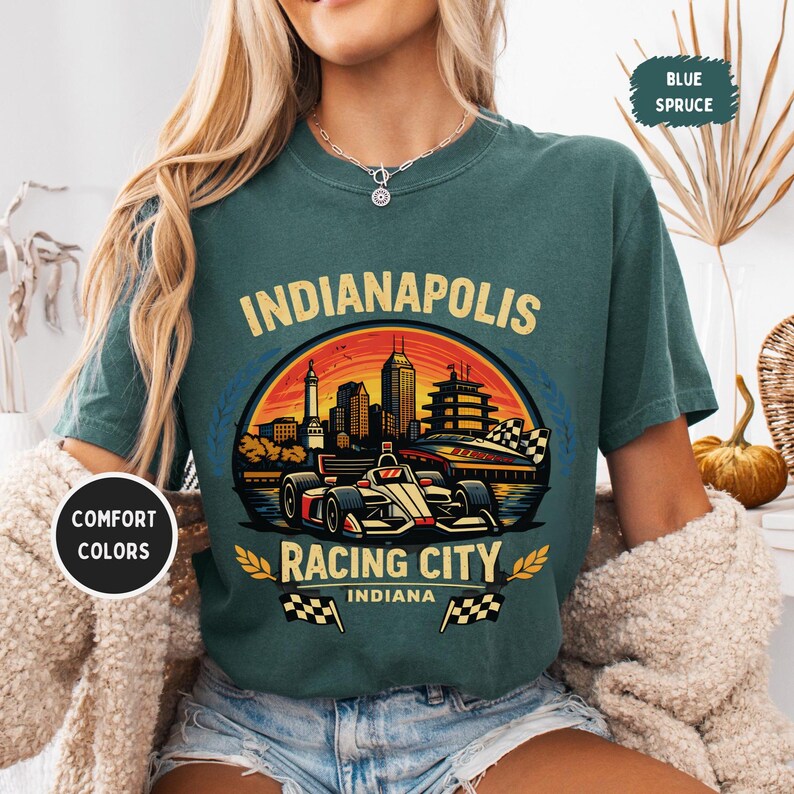 Indy Racing Graphics Vintage Indianapolis Racing City Graphic Comfort Colors T-shirt | Indy ...