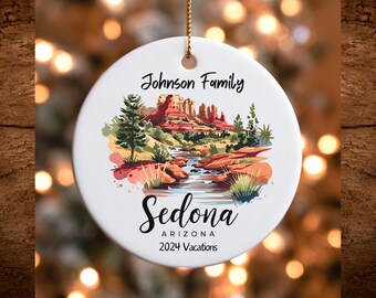 Sedona Arizona Personalized Ornament, Ceramic Ornament, Southwest Decor, Holiday Gift, Custom Christmas Decoration, Personalized Keepsake