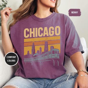 Vintage Chicago Comfort Colors T-shirt, Unisex Tee Shirt, Retro Illinois Apparel, Soft Graphic Tee, Distressed Midwest Shirt