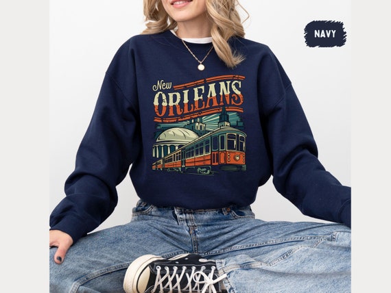 Vintage New Orleans Sweatshirt - Retro NOLA Jumper, Louisiana Crewneck Pullover, Mardi Gras Apparel, French Quarter Top, Bayou Sweatshirt