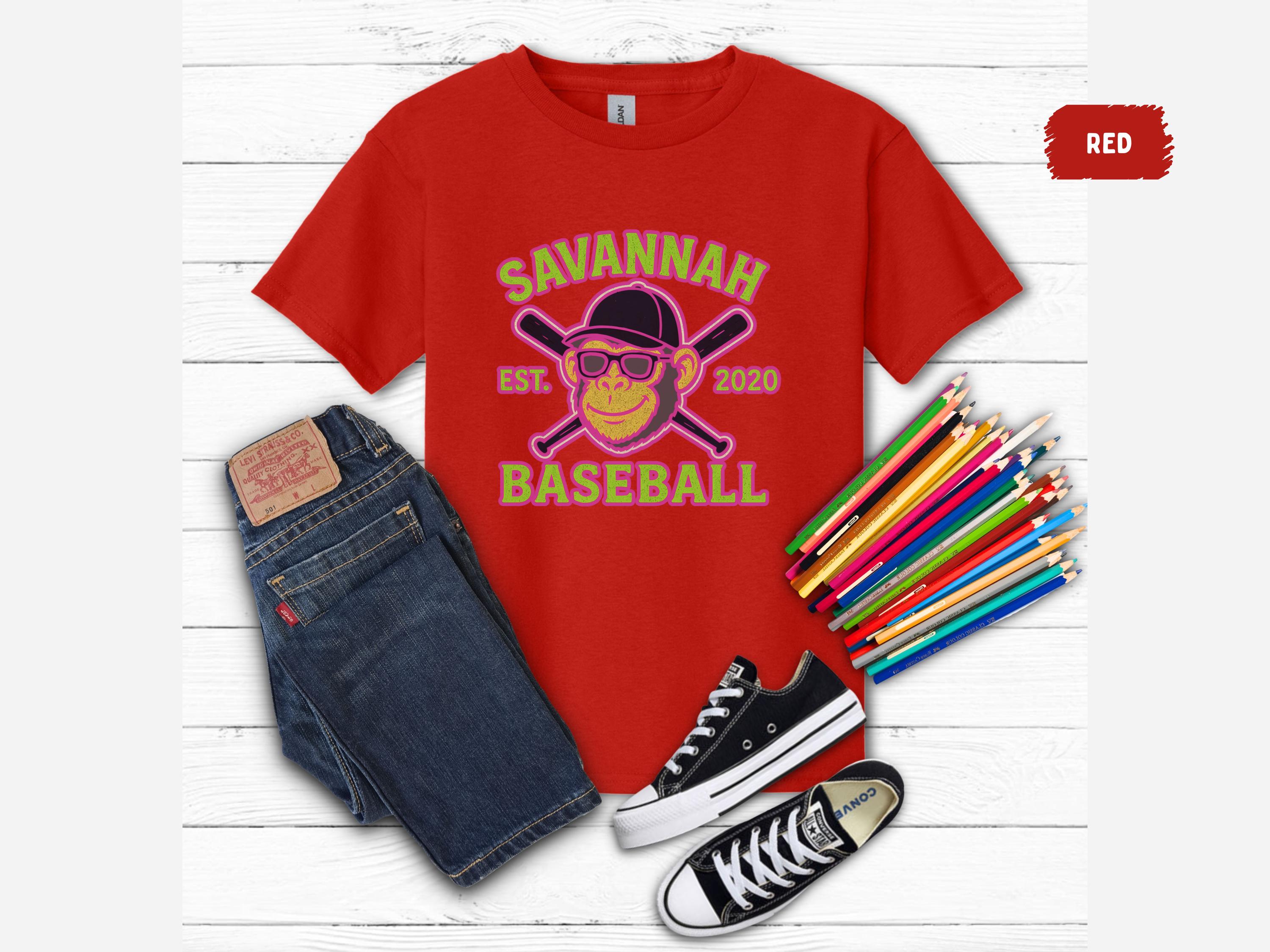 Savannah Baseball Youth Shirt, Kids Tee, Girls Boys Top, Banana Sports Fan Gift, Let's Go Bananas, funny baseball tee, Party Animal