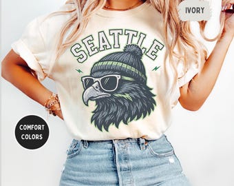 Camiseta retro de fútbol americano de Seattle, camiseta vintage de Seattle, camiseta de Seattle con colores cómodos, regalo para fanáticos del fútbol americano de Seattle, ropa deportiva de Seattle