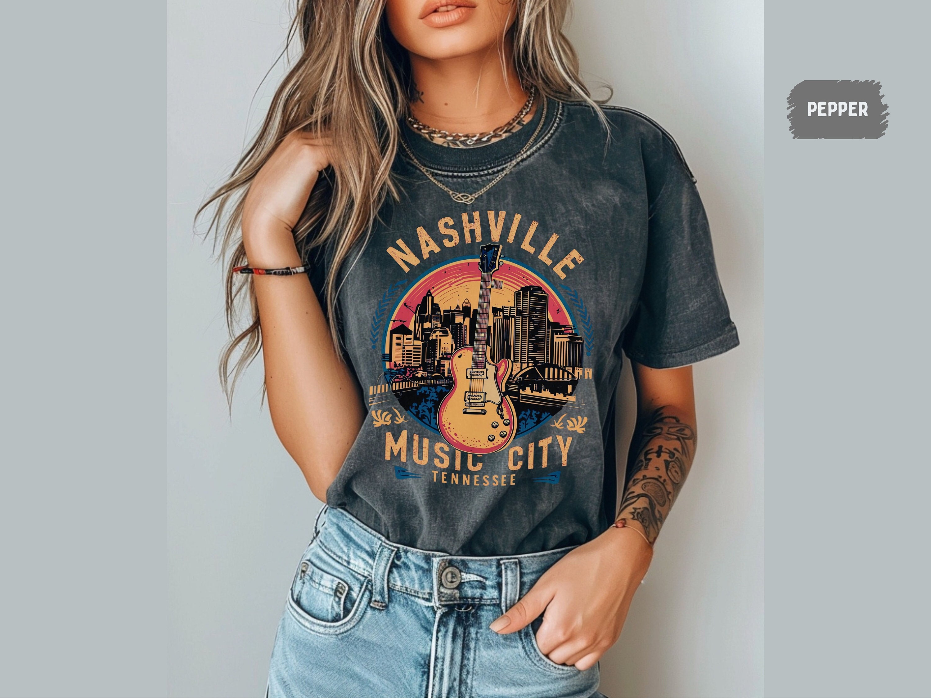 Nashville Music City Rock Star T-shirt voor dames, zwart, XXL