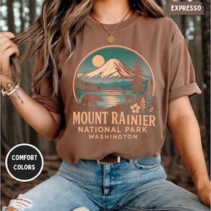 Vintage Mount Rainier National Park Comfort Colors T-shirt, Nature Lover Apparel, Washington State Graphic Tee Outdoor Adventure gift Hiking
