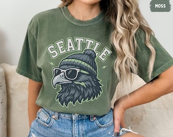 Camiseta retro de fútbol americano de Seattle, camiseta vintage de Seattle, camiseta de Seattle con colores cómodos, regalo para fanáticos del fútbol americano de Seattle, ropa deportiva de Seattle