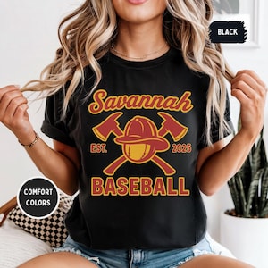 サバンナ ベースボールTシャツ、消防士Tシャツ、コンフォートカラーシャツ、サバンナ、消防士 ユニセックス ガーメントダイトップ、レトロサバンナTシャツ