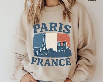 Vintage Paris France Sweatshirt, Eiffel Tower Jumper, French Travel Crewneck, Retro Parisian Pullover, Gift for Traveler, Paris Lover
