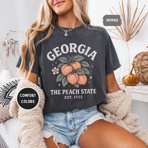 Georgia Peach State Comfort Color T-shirt, Southern Summer Tee, Sweet Georgia Peach Shirt, Cozy Southern Apparel, Peach Lover Gift