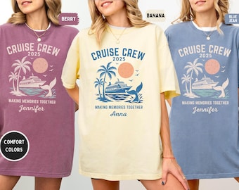 Custom Cruise Crew Shirts & Hoodies – Comfort Colors Tee, Sweatshirt – Personalized Family Vacation Matching Apparel, Matching Cruise