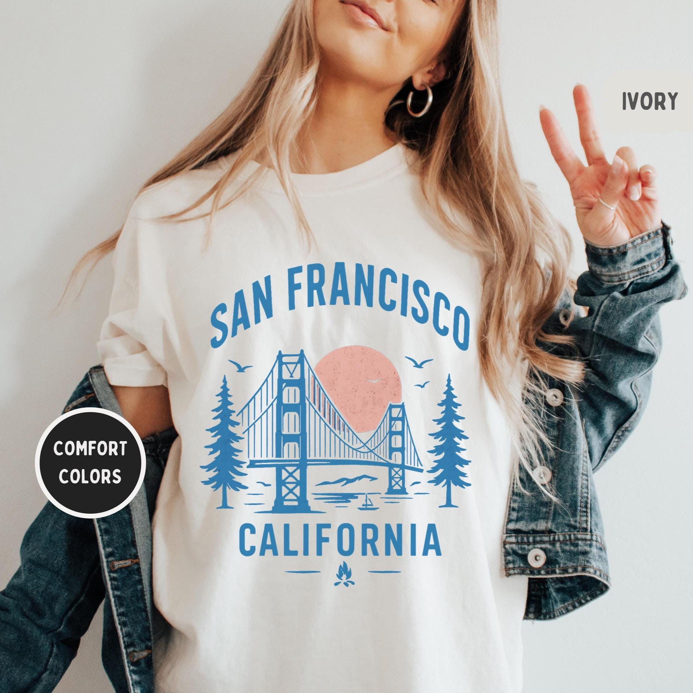 Vintage San Francisco Comfort Colors T-shirt, Retro Bay Area Tee, Unisex Garment-Dyed Shirt, Souvenir Gift, Travel Clothing, Classic