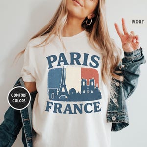 Retro Paris France Comfort Colors T-shirt, Vintage French Tee, Soft Parisian Shirt, Eiffel Tower Graphic Top, Unisex Garment-Dyed Tee