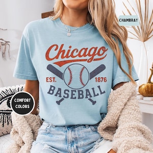 Vintage Chicago Baseball Unisex Garment-Dyed T-shirt, Retro Comfort Colors Tee, Sports Fan Apparel, Chicago Baseball Lover Gift, Cub Shirt