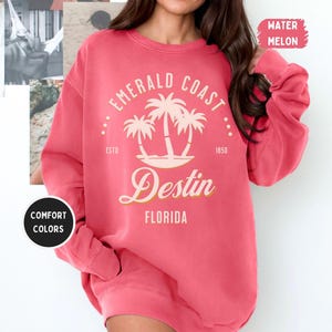 Vintage Destin Florida Garment-Dyed Sweatshirt, Unisex Cozy Beach Jumper, Retro Style Beachwear, Travel Souvenir Gift, Comfort Colors
