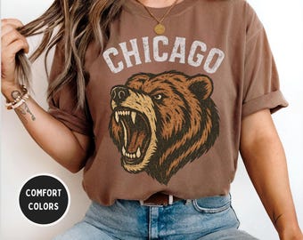 Maglietta vintage da football dei Chicago, maglietta sportiva retrò, maglietta Comfort Colors, abbigliamento unisex per tifosi di football, regalo per tifosi di football, giorno della partita