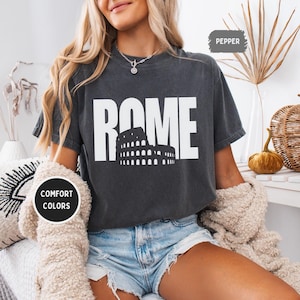 Rome Comfort Colors Unisex Garment-Dyed T-shirt, Roma Italy Tee, Soft Cotton Shirt, Travel Souvenir Top, Vintage Gift Idea