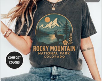Vintage Rocky Mountain National Park T-Shirt, Retro Nature Tee, Mountain Hike Shirt, Outdoors Adventure Top, Gift for Hiker, Vintage Tee