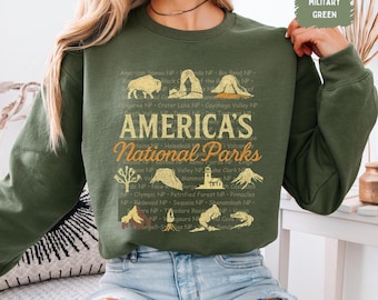 Retro America National Parks Sweatshirt, Vintage National Parks Crewneck, Outdoor Adventure Sweater, Hiking Sweatshirt, Camping Apparel