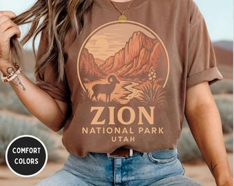 Vintage Zion National Park Comfort Colors T-shirt, Unisex Tee, Unique Gift, Outdoor Lover Shirt, Retro Graphic Tee, Nature Lover, National