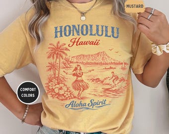 Retro Honolulu Hawaii Aloha Spirit T-shirt | Vintage Surf Island Graphic