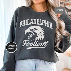 Felpa Philadelphia Football Comfort Colors 1566 - Maglione girocollo unisex vintage, abbigliamento della squadra, regalo per i tifosi sportivi, outfit per il giorno della partita.