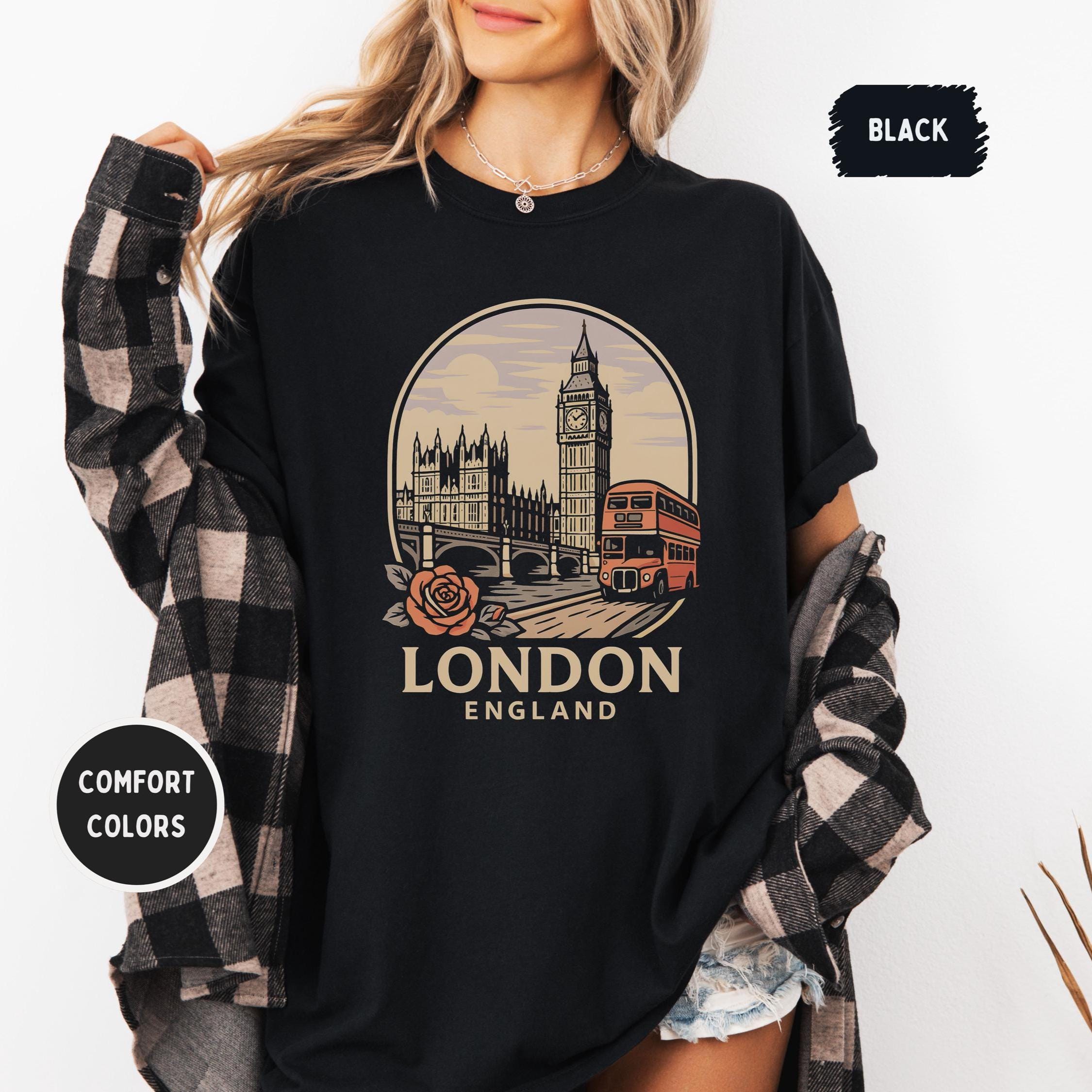 ヴィンテージ ロンドン イングランド ユニセックス Tシャツ、レトロな 