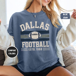 Vintage Dallas Football Comfort Colors Shirt - Unisex Tee, Retro Dallas Team T-shirt, Distressed Sports Apparel, Gift for Football Fans,