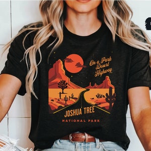 Camisa del Parque Nacional Joshua Tree, camiseta vintage de California, regalos del Parque Nacional Joshua Tree, camisa de senderismo, viaje de campamento, Desert Highhay