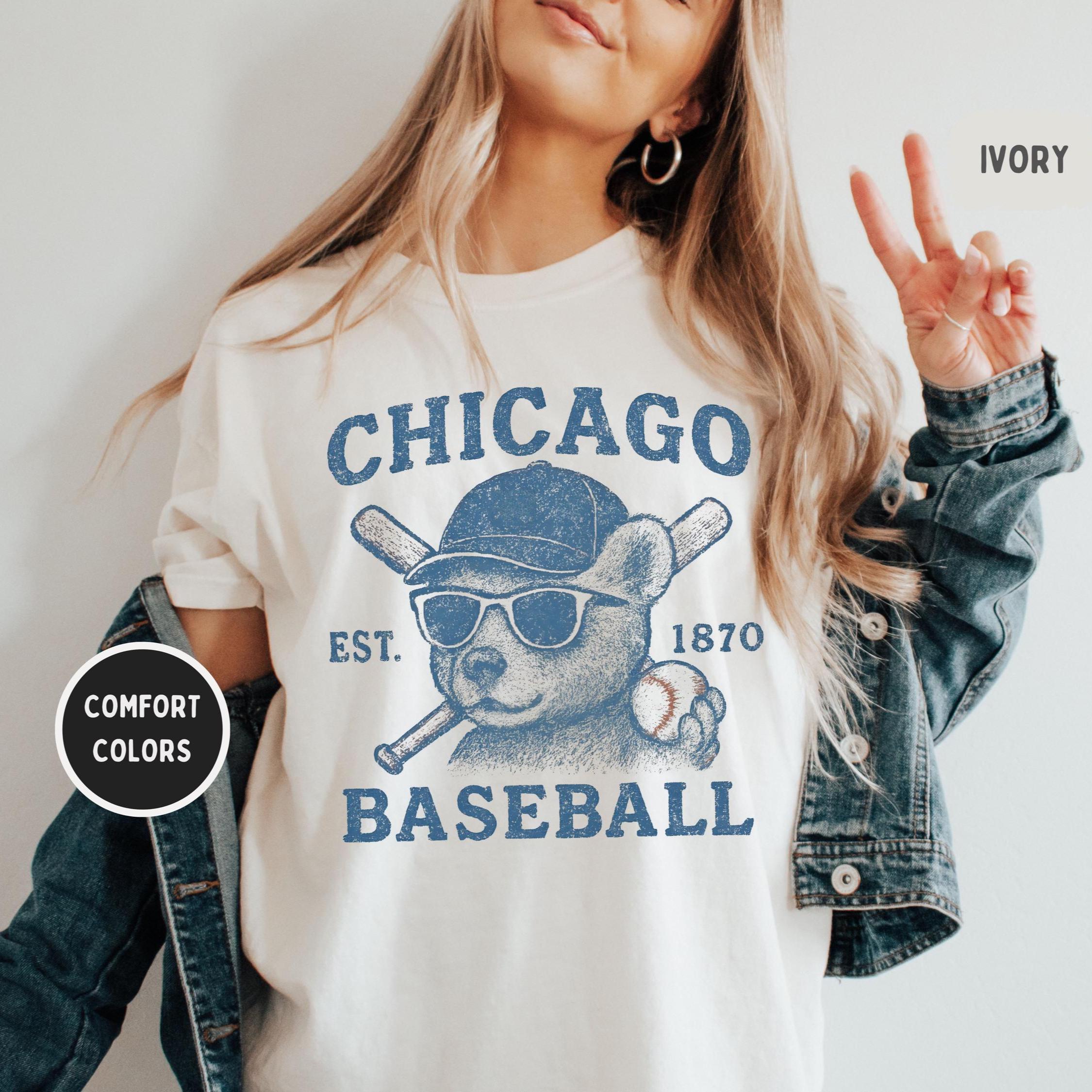 Vintage Chicago Baseball Comfort Colors T-shirt, Retro Baseball Tee, Cub  bear Sweatshirt. Fan Gift, Unisex Graphi, Distressed Baseball