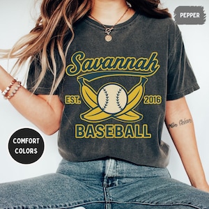 Retro Savannah Baseball T-shirt, Vintage Soft Tee, Unisex Comfort Colors Shirt,  Banana gift,  Summer Sports Top