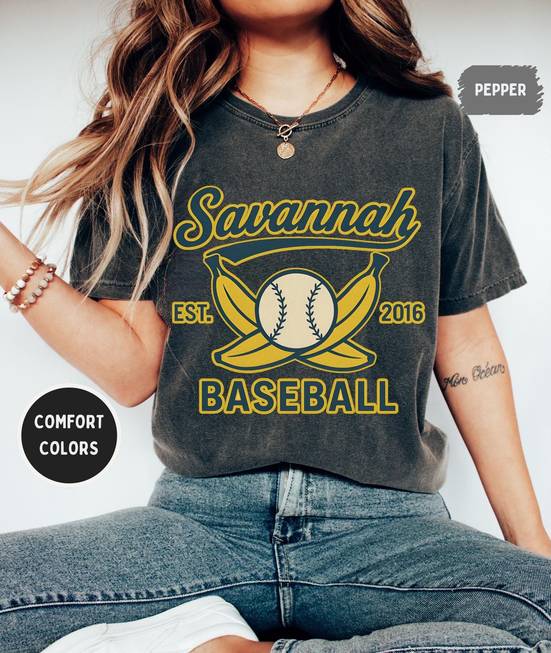 Retro Savannah Baseball T-shirt, Vintage Soft Tee, Unisex Comfort Colors Shirt,  Banana gift,  Summer Sports Top