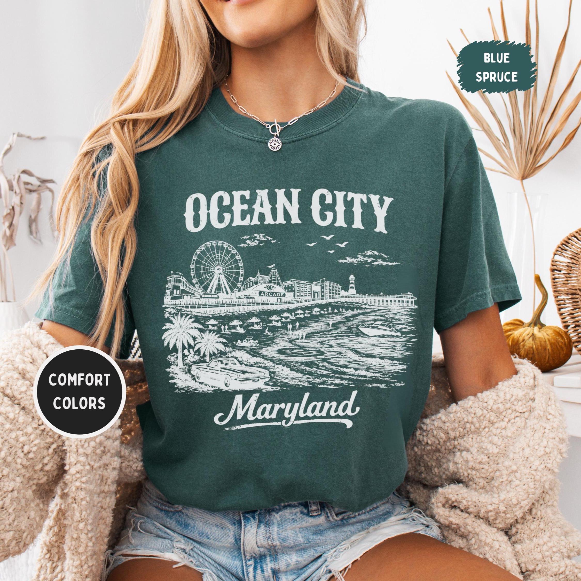 Vintage Ocean City Maryland Beach Scene Comfort Colors T-shirt
