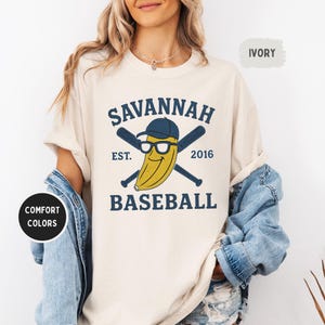 Comfort Colors Retro Savannah  Baseball T-shirt - Vintage Style Unisex Tee, Soft Cotton Shirt, Banana Sports Team Fan Apparel, Casual Top,