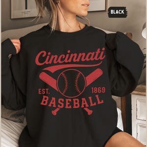 Cincinnati Baseball Sweatshirt, Vintage Baseball Crewneck, Retro Baseball Jumper, Reds Sports Fan Gift, Baseball Team Apparel