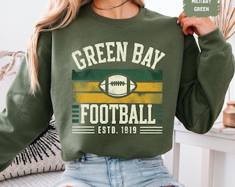 Vintage Green Bay Football Sweatshirt, Retro Green Bay Sports Crewneck, Classic Football Fan Jumper, Green Bay Athletic Apparel