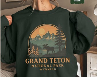 Retro Grand Teton National Park Sweatshirt - Vintage Nature Lover Gift, Mountain Hiking Crewneck Jumper, Outdoor Adventure Apparel, Cozy