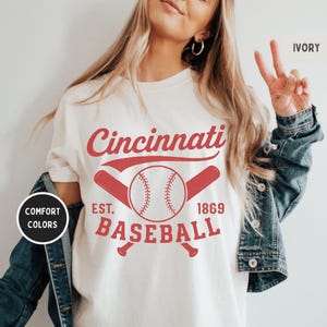 Vintage Cincinnati Baseball Unisex T-shirt, Comfort Colors Shirt for Baseball Fans, Retro Cincy Tee, Distressed Reds Shirt, Sports Fan Gift