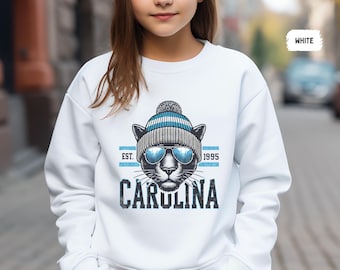 Carolina Footballl Youth Sweatshirt - Kids Crewneck Jumper, Children Pullover, Boys and Girls Sports Top, Athletic Teen Sweatshirt Wolves