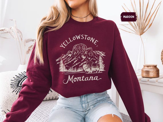 Sweat Jaune Yellowstone Parc National Rétro - Homme/Femme - Bison Buffle