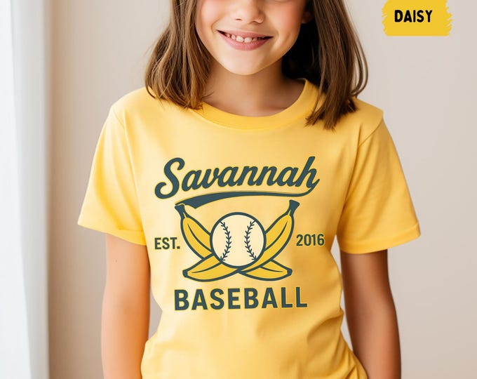 Savannah Baseball Youth Shirt, Kids Tee, Girls Boys Top, Childrens Clothing, Banana Sports Fan Gift, , Let's Go Bananas.  funny baseball tee