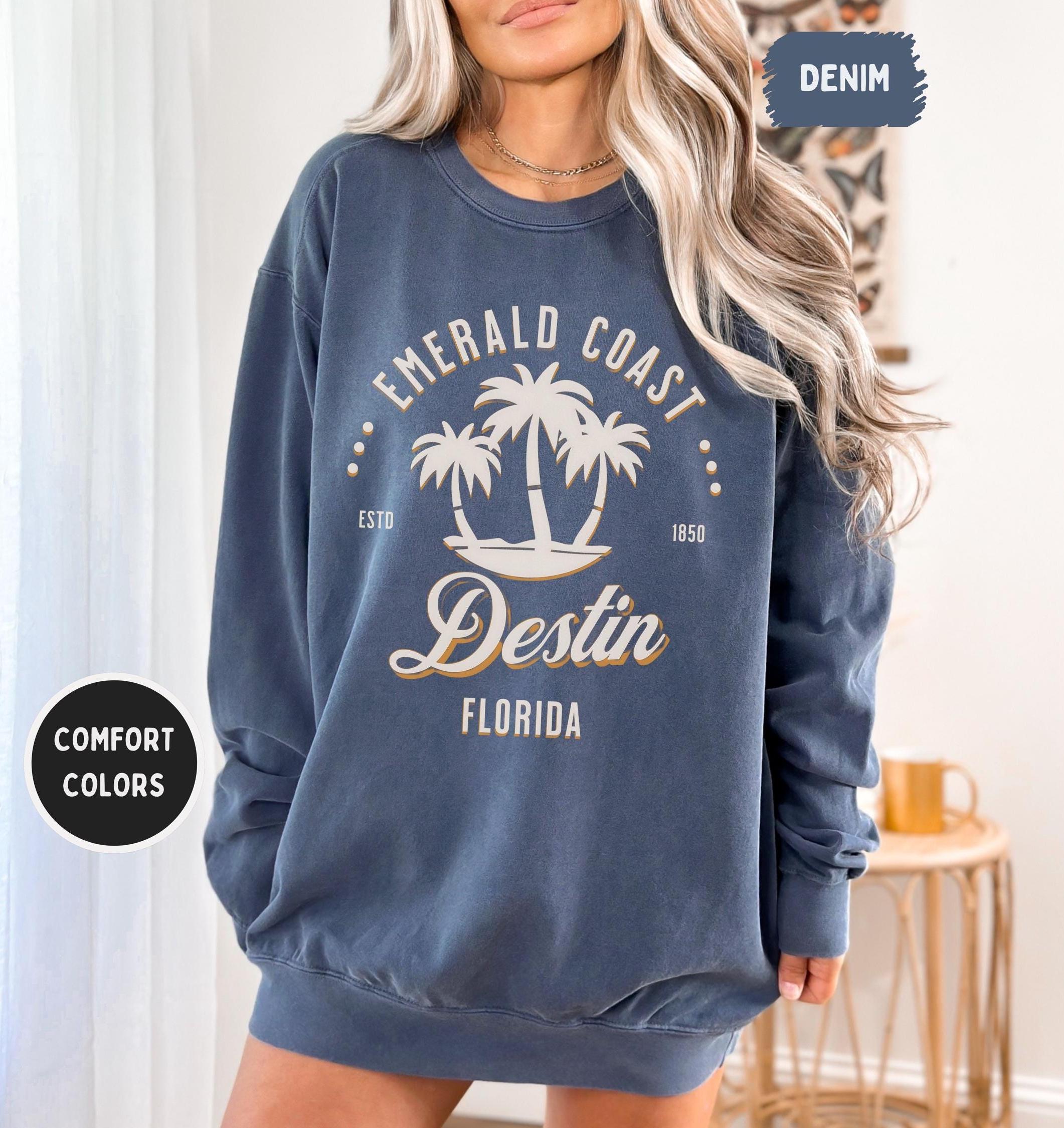 Vintage Destin Florida Garment-dyed Sweatshirt, Unisex Cozy Beach 