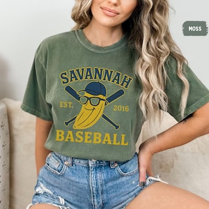Comfort Colors Retro Savannah  Baseball T-shirt - Vintage Style Unisex Tee, Soft Cotton Shirt, Banana Sports Team Fan Apparel, Casual Top,