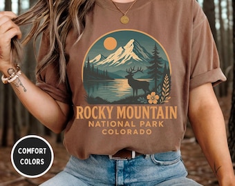 Vintage Rocky Mountain National Park T-Shirt, Retro Nature Tee, Mountain Hike Shirt, Outdoors Adventure Top, Gift for Hiker, Vintage Tee