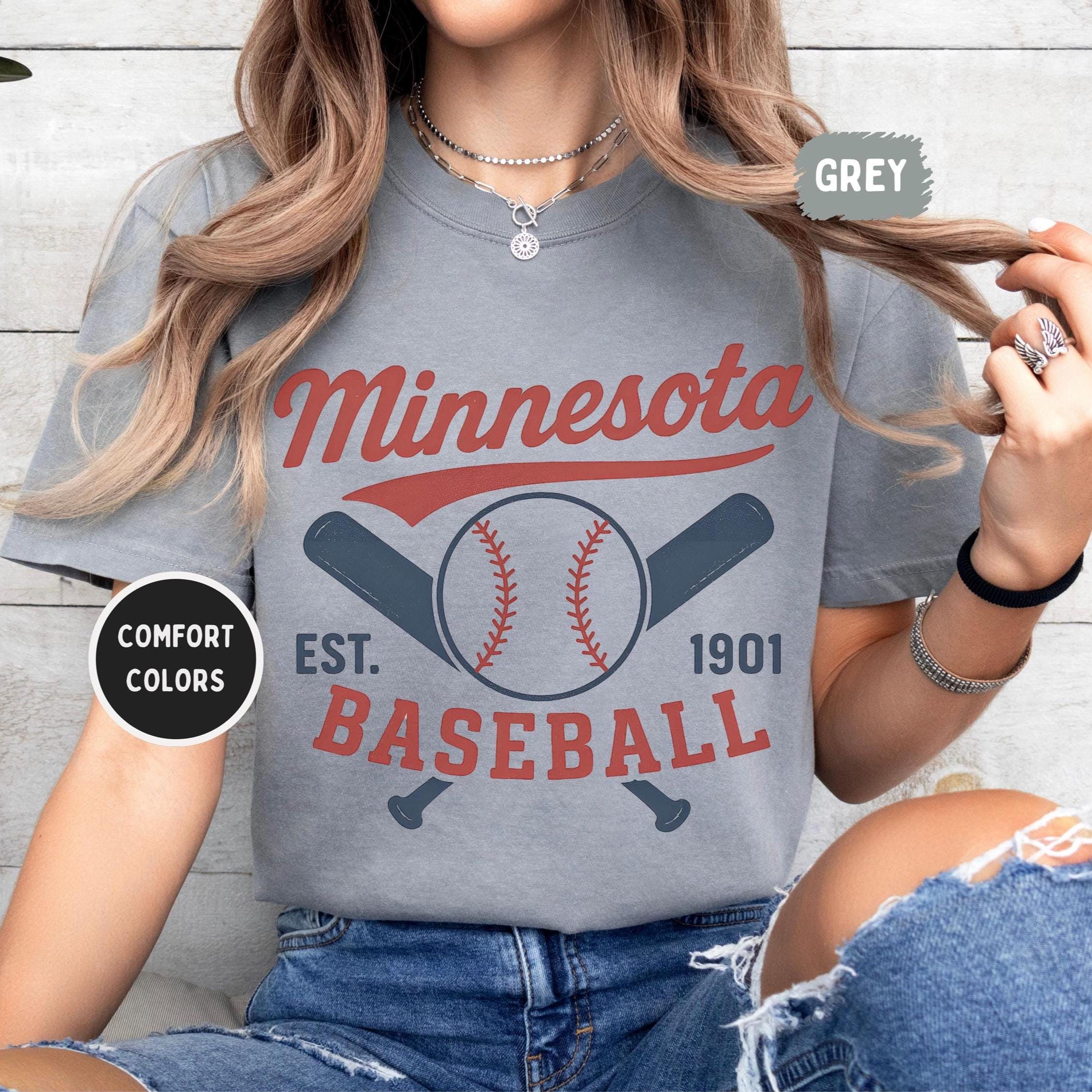 Retro Minnesota Baseball T-shirt, Vintage Comfort Colors Tee, Unisex Garment-Dyed Shirt, Baseball Fan Gift,  Twin City Sports Apparel